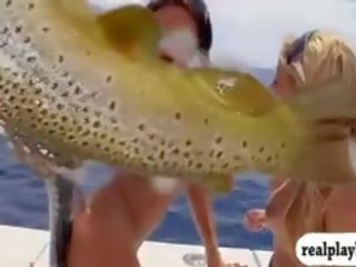 Attractive Badass Babes Frisky Fishing And Biking While Naked