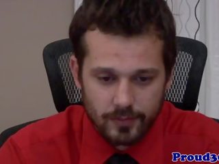 Gay prime amateur jerking off in the office