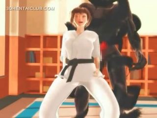 Hentai karate adolescent gagging on a massive putz in 3d