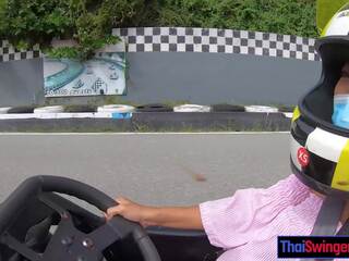 Real amateur Asian teen amateur GF from Thailand go karting and xxx clip