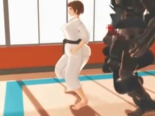 无尽 karate 年轻 女人 窒息 上 一 大规模 彼得 在 3d