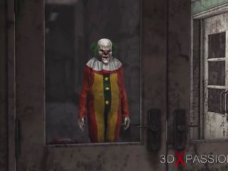 Evil Clown Fucks a sexually aroused Ms in an Abandoned.