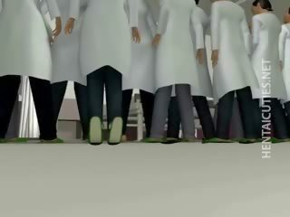 Keras naik 3d animasi biarawati mengisap tusukan