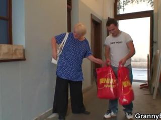 Picking up and fucking blonde granny from behind
