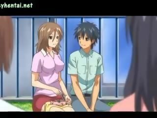 Stupendous hentai honey rubbing a putz with her tits