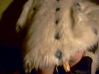 Dildoing in fur coat