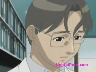 Hentai young female fucked by young man in lab