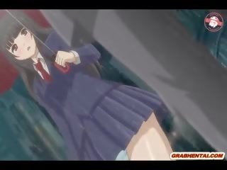 Японки аниме любимец получава изстискване тя цици и пръст