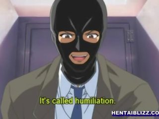 Vierge l'anime étudiante avec muzzle obtient brutalement baisée jusqu'à elle saigne par une masqué homme