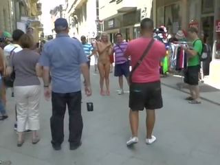 Blonde cutie jenny naked on public street