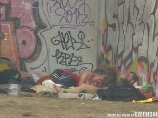 Pure Street Life Homeless Threesome Having adult clip on Public