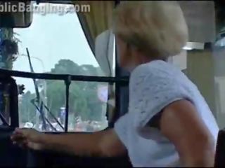 Crazy daring public bus xxx clip action in front of amazed passengers and strangers by a couple with a pretty daughter and a stripling with big putz doing a blowjob and a vaginal intercourse in a local transportation