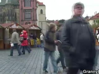 Old garry turist jumps on his phallus