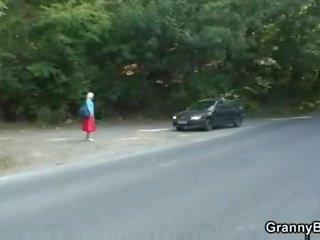 Old bitch gets nailed in the car by a stranger