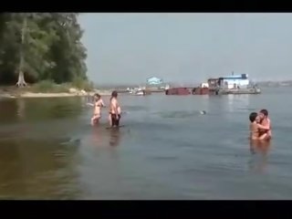 Very delightful naked darling fishing on public