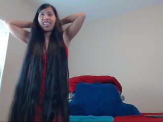 Cute Long Haired Asian Striptease and Hairplay: HD sex mov 6a