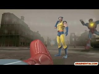 Wolverine 3d الرسوم المتحركة مارس الجنس من خلف في ال في الهواء الطلق