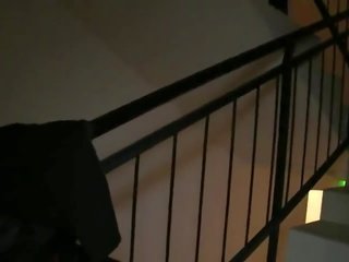 Super brunette amateur honey fucked in public stairs