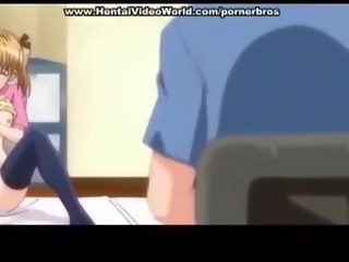 Anime teen girlfriend begins fun fuck in bed