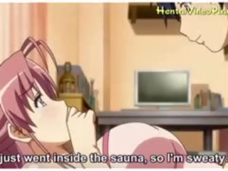 Comel anime kanak-kanak perempuan dalam sauna
